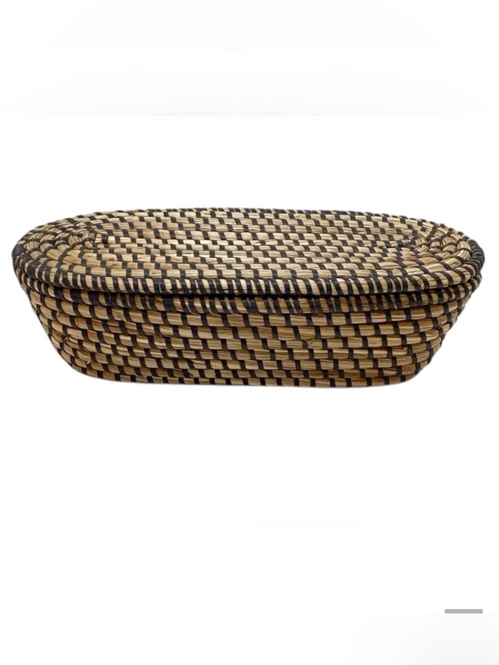 💚 Boho Woven Sweetgrass Basket with Lid